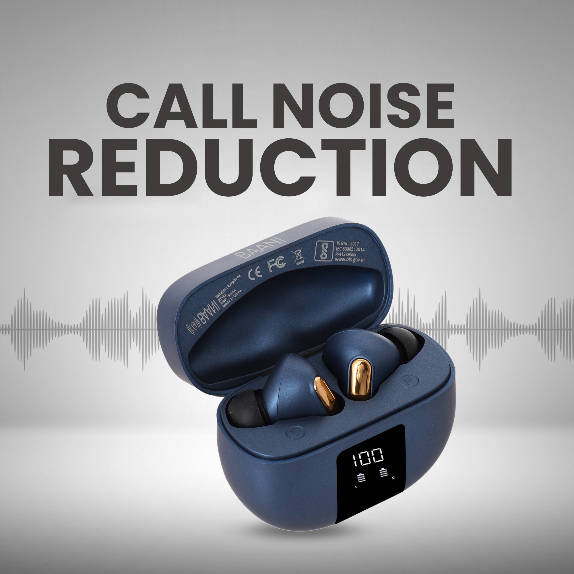 Noise cancellation feature of BT 102 Earbuds in blue colour