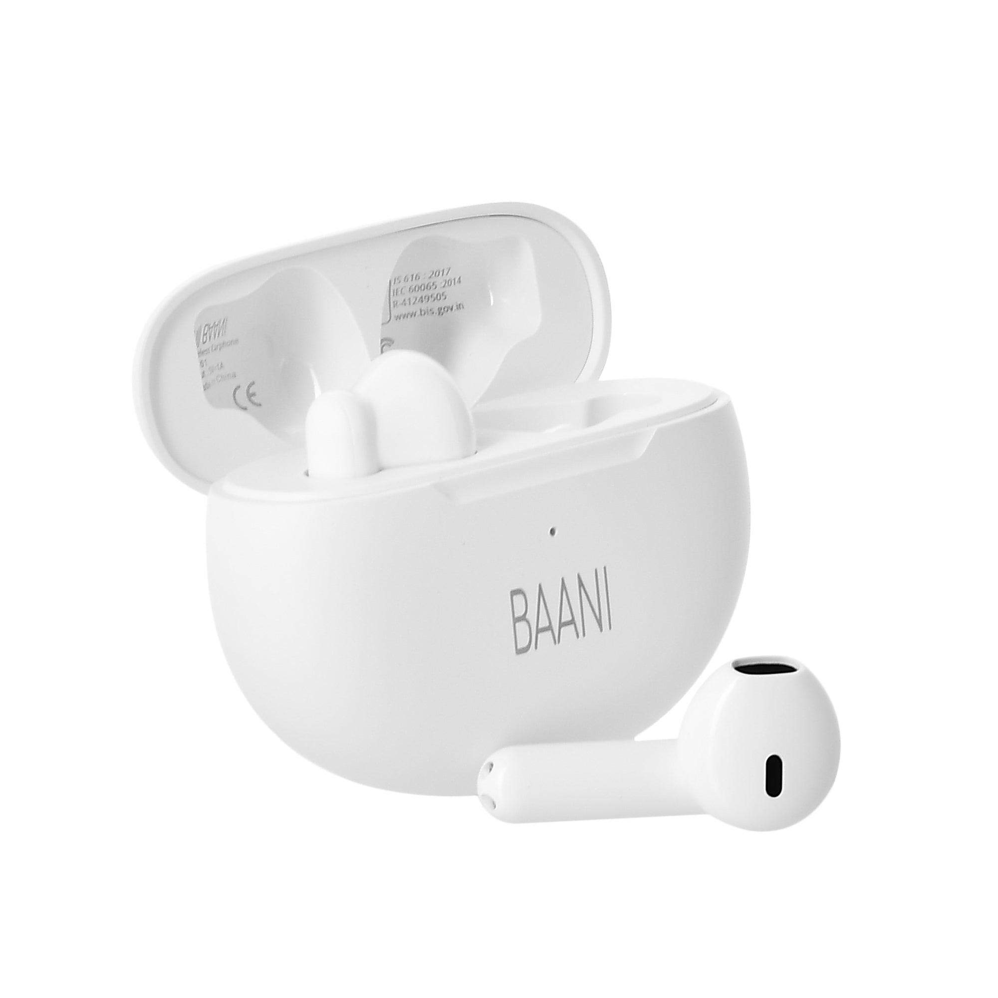 White earbuds case of BT101 Earbuds
