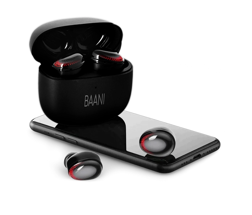 black earbuds case on a smartphone